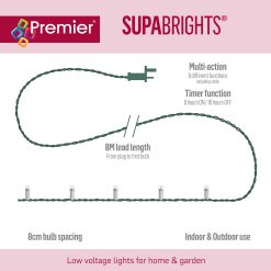 Budget ???? Premier 200 White Supabrights Multi Action LED String Lights On Clear Cable With Timer ???? -UK Christmas World shop LV071255WC 2