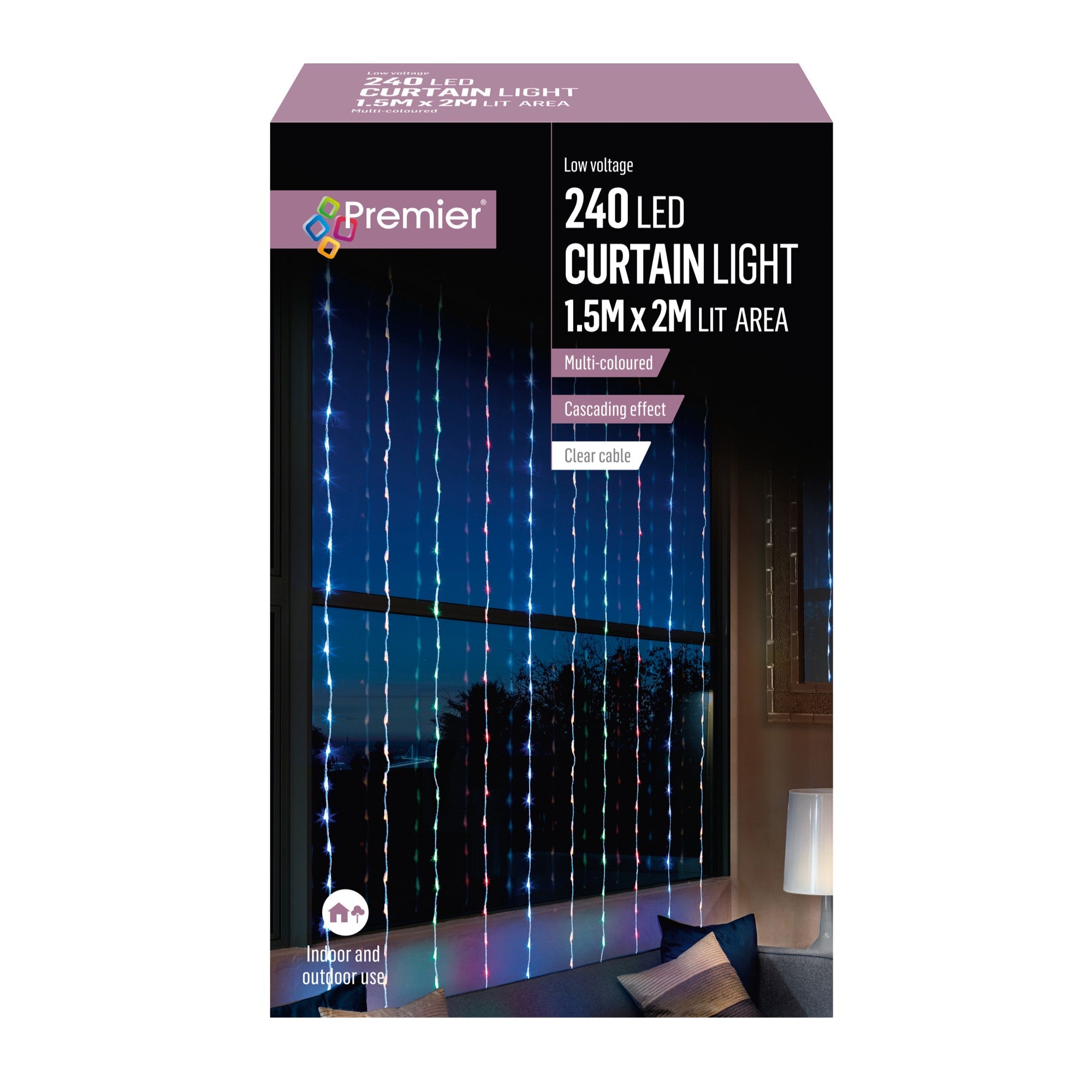 240 Multi Coloured LED Waterfall Curtain Light 1.5m x 2m Hot Sale ???? Premier 240 Multi Coloured LED Waterfall Curtain Light 1.5m X 2m ✨ -UK Christmas World shop LV141743M 170363