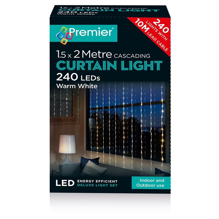 Hot Sale ???? Premier 240 Warm White LED Waterfall Curtain Light 1.5m X 2m ✔️ 2 Hot Sale ???? Premier 240 Warm White LED Waterfall Curtain Light 1.5m X 2m ✔️ - Image 2