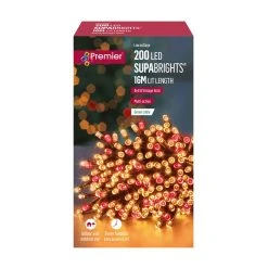 Deals 🥰 Premier 200 Vintage Gold And Red Supabrights Multi Action LED String Lights With Timer ⭐ -UK Christmas World shop LV162170RVG 105896