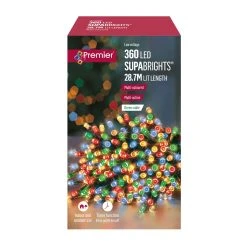 Budget 😉 Premier 360 Multi Coloured Supabrights Multi Action LED String Lights With Timer 😉 -UK Christmas World shop LV162171M 77279