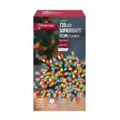Best Pirce ???? Premier 720 Multi Coloured Supabrights Multi Action LED String Lights With Timer ✨ -UK Christmas World shop LV162173M 658087