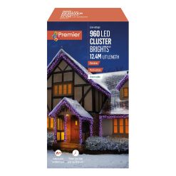 Outlet ???? Premier 960 Rainbow Multi Action LED Cluster Lights With Timer (Green Cable) ⭐ -UK Christmas World shop LV162176RBW 170379