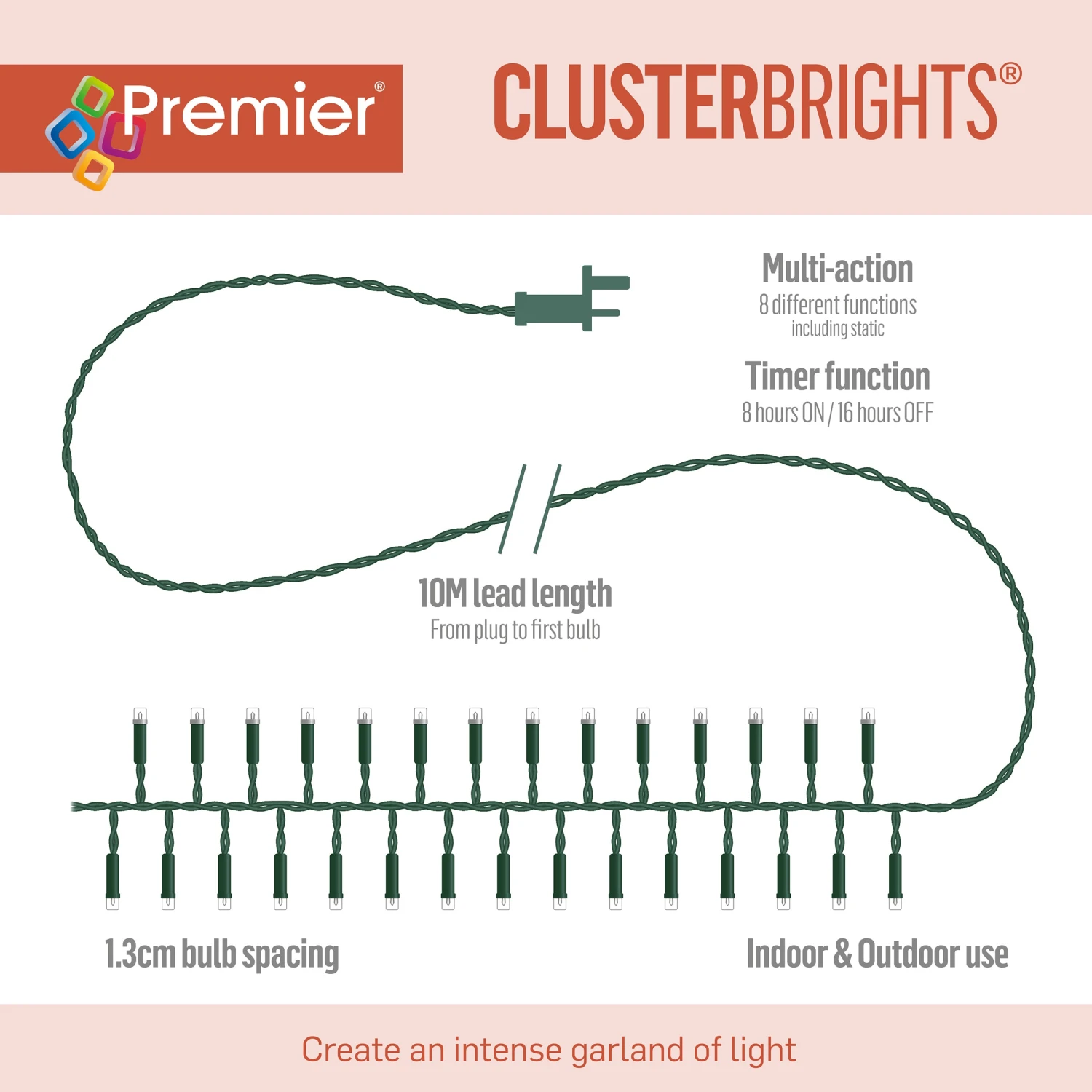 Outlet π€© Premier 960 Rainbow Multi Action LED Cluster Lights With Timer (Green Cable) β 7 Outlet π€© Premier 960 Rainbow Multi Action LED Cluster Lights With Timer (Green Cable) β - Image 7