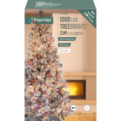 Cheapest ???? Premier 1000 Red And Vintage Gold Treebrights Multi Action LED Lights On Clear Cable With Timer ???? -UK Christmas World shop LV162179RVGC