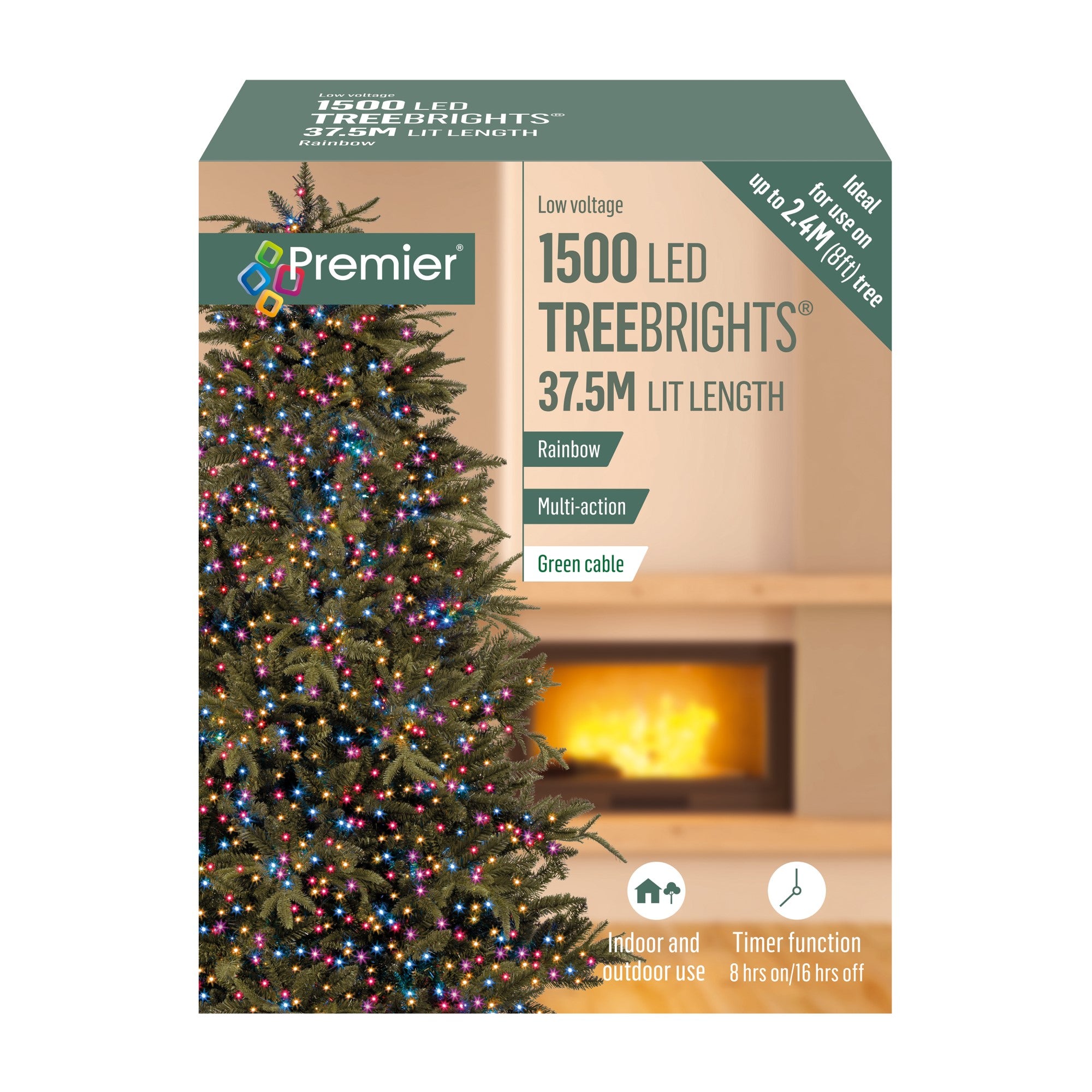 1500 Rainbow Treebrights Multi Action LED Lights with Timer Cheap ???? Premier 1500 Rainbow Treebrights Multi Action LED Lights With Timer ???? -UK Christmas World shop LV162180RBW 170398