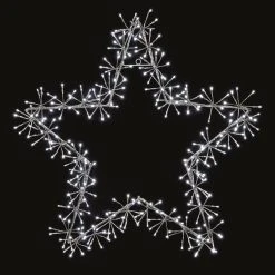 New 🎉 Premier 60cm Silver Star Cluster With 240 Ice White Twinkle LEDs 🥰