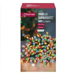 Deals 😉 Premier 1000 Multi Coloured Supabrights Multi Action LED String Lights With Timer ⌛ -UK Christmas World shop LV192153M