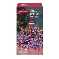 New ⭐ Premier 1000 Rainbow Supabrights Multi Action LED String Lights With Timer ⭐ -UK Christmas World shop LV192153RBW