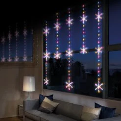 Wholesale ❤️ Premier 1.2m X 1.3m Curtain Snowflake Window Light With 390 Rainbow LEDs 🔔