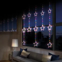 Best Pirce ⌛ Premier 1.3m X 1.2m Twinkling Star Window Curtain Light With 312 Rainbow LEDs 👏