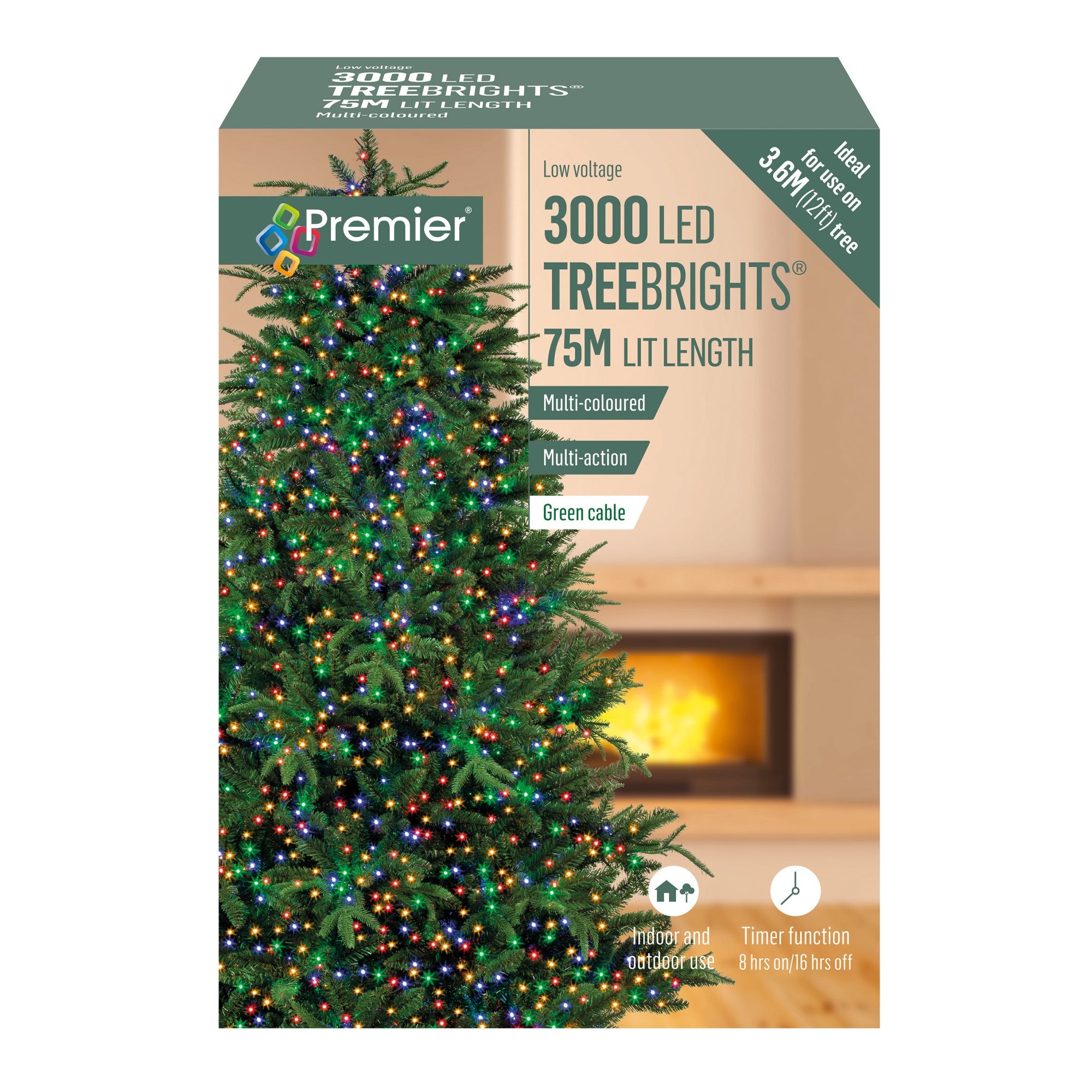 3000 Multi Coloured Treebrights Multi Action LED Lights with Timer Best deal ???? Premier 3000 Multi Coloured Treebrights Multi Action LED Lights With Timer ⌛ -UK Christmas World shop LV203072M 658000