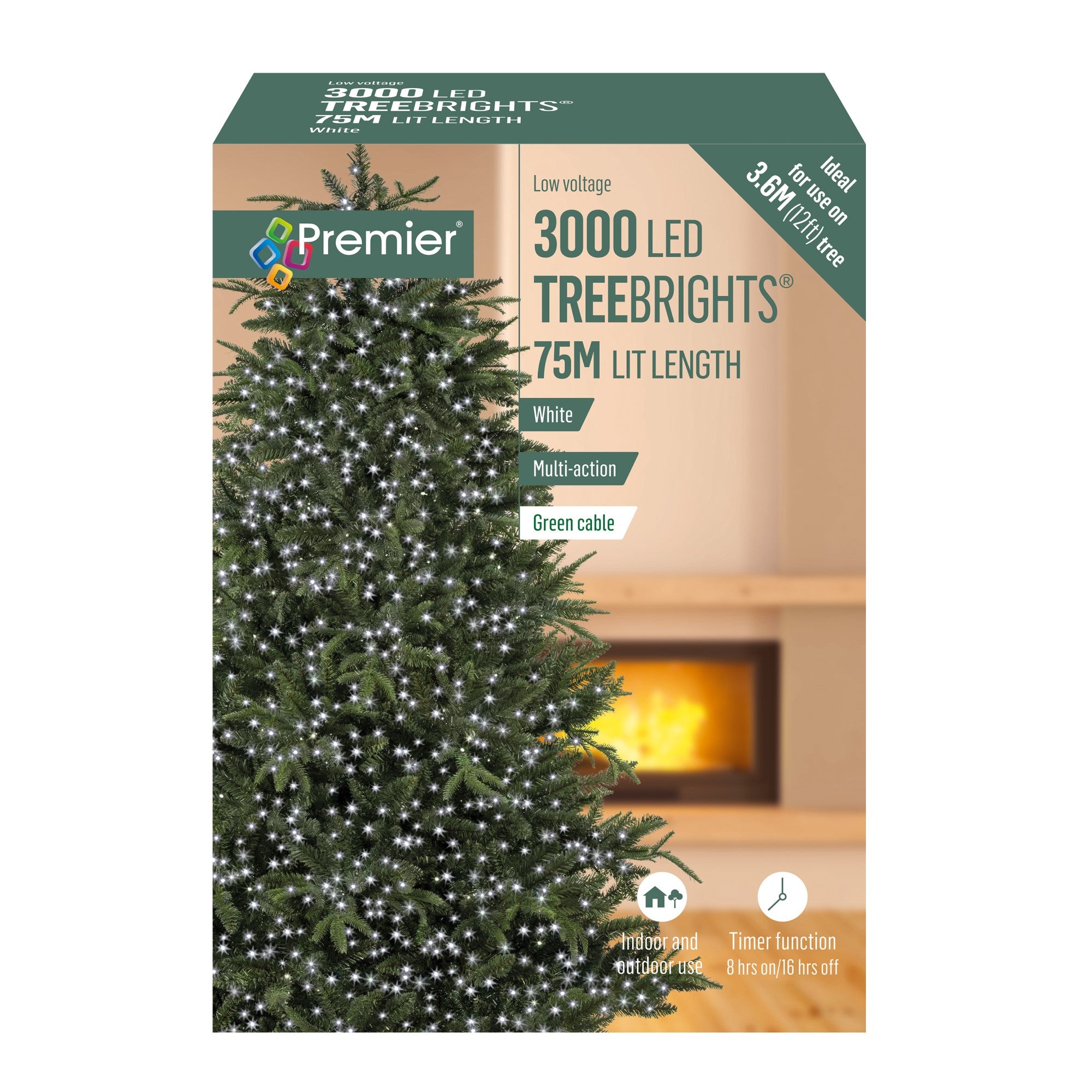 3000 White Treebrights Multi Action LED Lights with Timer Best Sale ???? Premier 3000 White Treebrights Multi Action LED Lights With Timer ???? -UK Christmas World shop LV203072W 658003 1