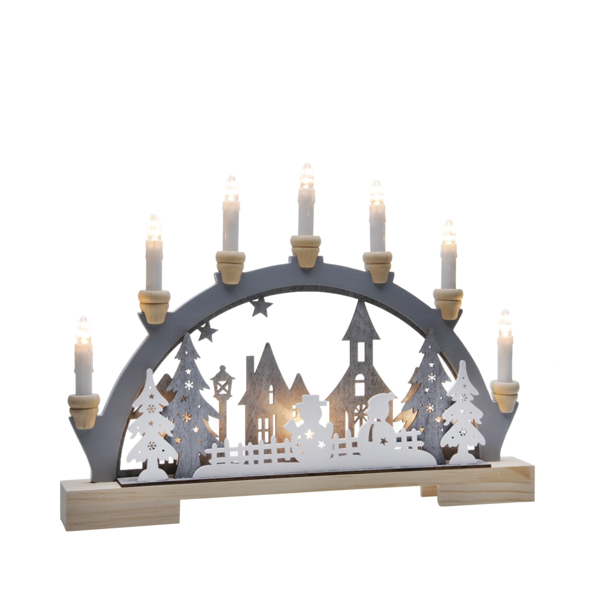 Snowmen Christmas Candle Bridge with 7 Lights New ✔️ Festive Snowmen ???? Christmas Candle Bridge With 7 Lights ???? -UK Christmas World shop P040315 900009
