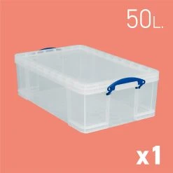 Cheapest 🤩 UK ❄ Christmas World 50 Litre Clear Storage Box With Lid 👏 -UK Christmas World shop PLASTICBOXImages 03