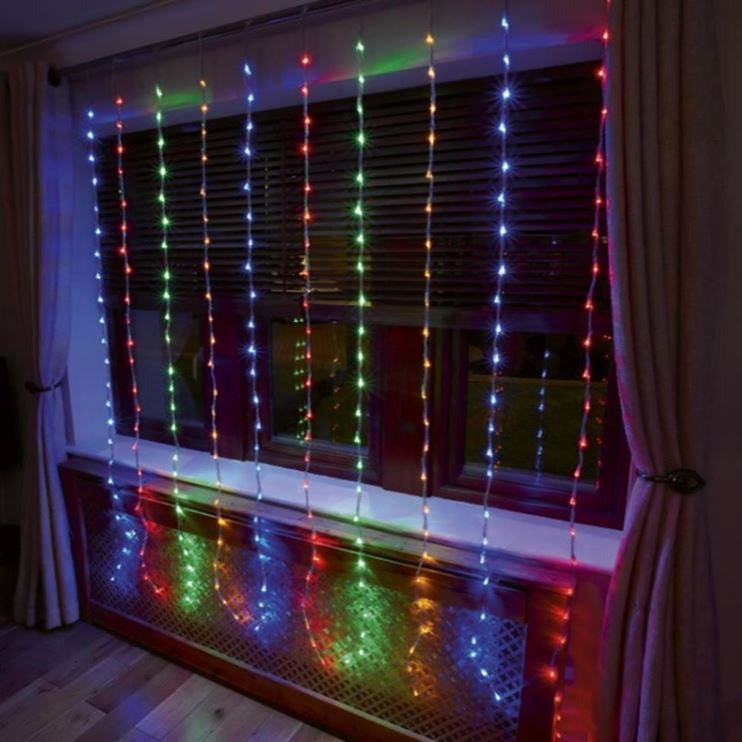 240 Multi Coloured LED Waterfall Curtain Light 1.5m x 2m Hot Sale ???? Premier 240 Multi Coloured LED Waterfall Curtain Light 1.5m X 2m ✨ -UK Christmas World shop cascade light mc 3 Copy