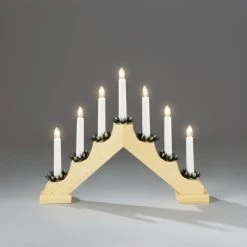 Buy 🤩 Konstsmide Natural Wooden Candlestick Lit Window Arch ✔️